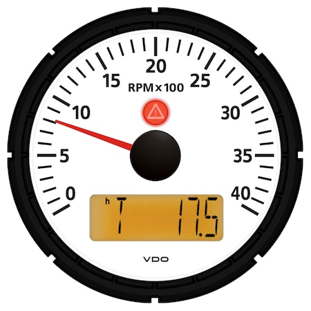 Vdo Ivory 4,000 RPM 3-3/8" Marine Tachometer w/2 Hourmeters A2C53194865-S